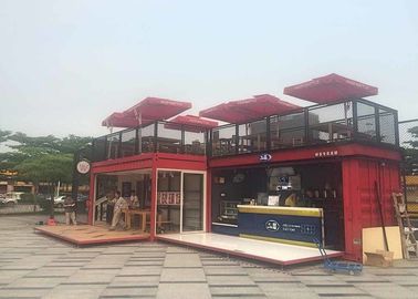 Zwei Geschoss-Versandverpackungs-Cafeteria mit Terrassen-Dachspitze/faltbarem Decking